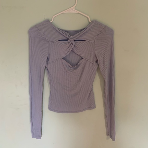 light blue long sleeved/ cross back top - Picture 2 of 2